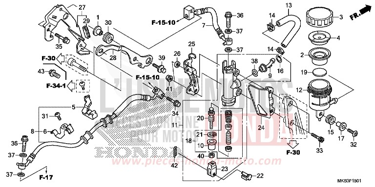 REAR BRAKE MASTER CYLINDER (CBR1000RA/SA) de CBR1000RR "Fireblade" ROSS WHITE (NH196) 2015